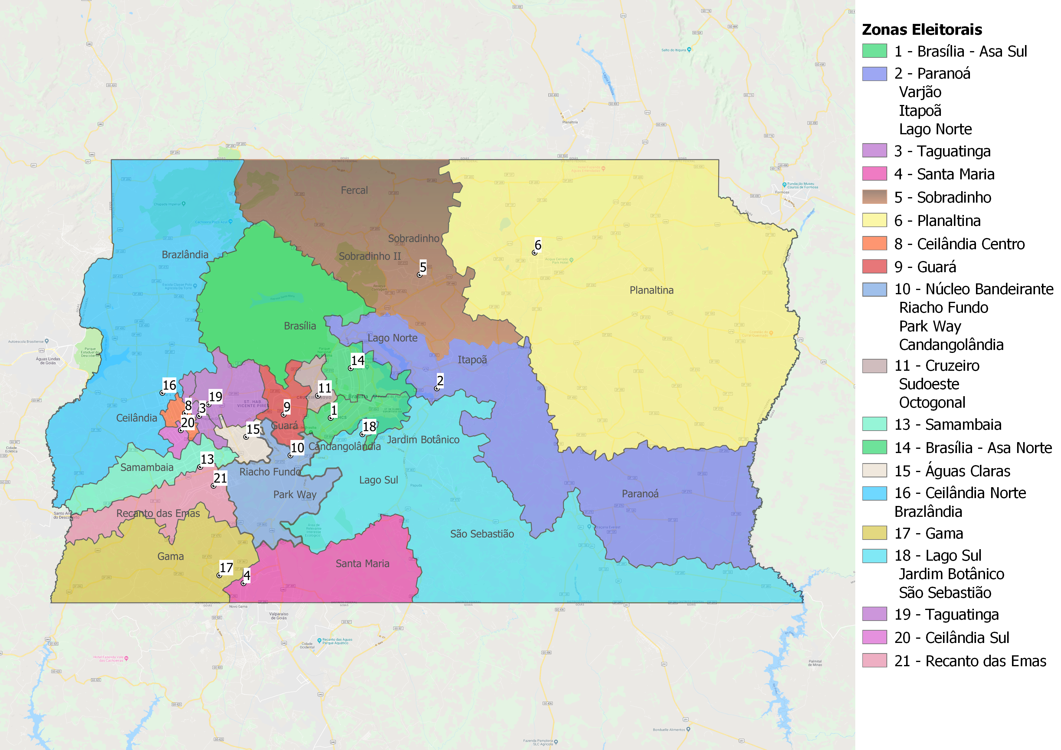 Zonas Eleitorais - Mapa — Tribunal Regional Eleitoral do Distrito Federal
